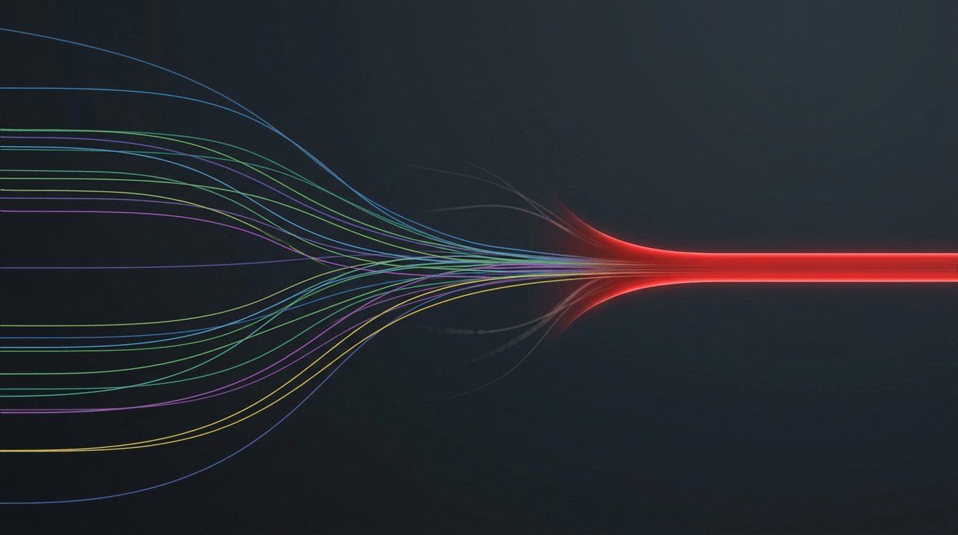 Diagram of an attractor basin narrowing into collapse